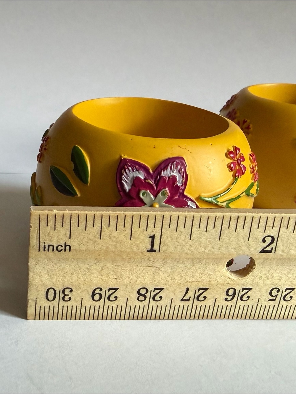 Yellow 3D Floral Decorative Napkin Rings - Set of 5 Boho Whimsical Cottage Decor - Picture 3 of 8